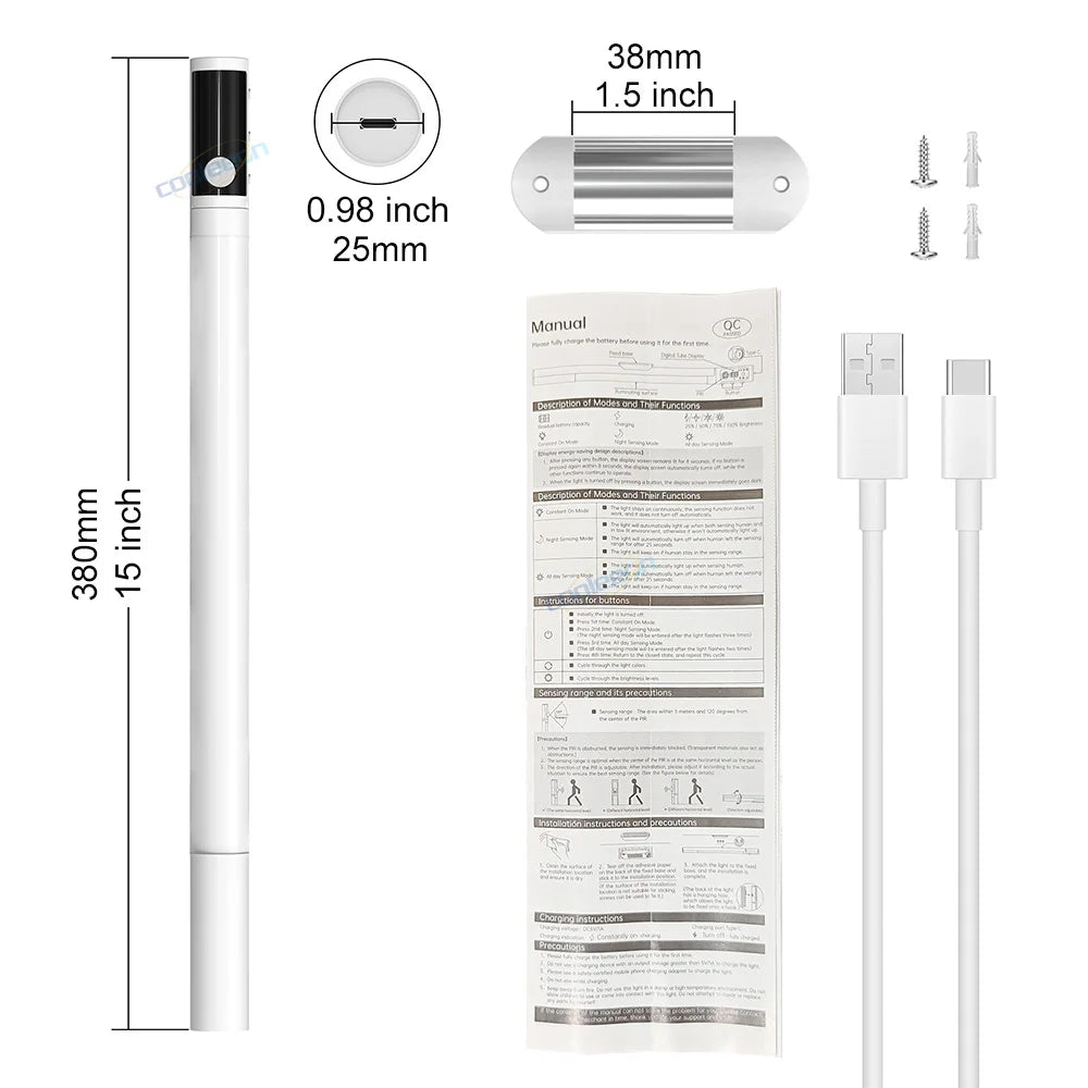 LED-Unterbauleuchte mit Bewegungsmelder und einstellbarer Digitalanzeige