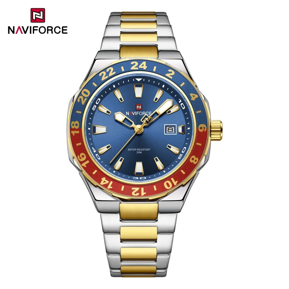Naviforce Montre Homme Luxe Sport Quartz Horloge Calendrier Lumineux Étanche En Acier Inoxydable by LSDLBoutique.ch