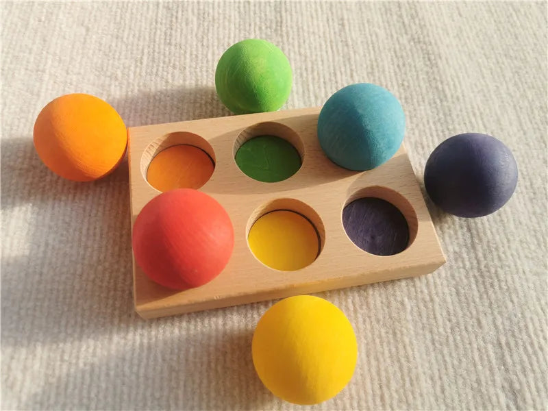 Jouets Bois Montessori Arc En Ciel Formes Empilables Tilleul Colorés Pour Développement Sensoriel Et Motricité by LSDLBoutique.ch