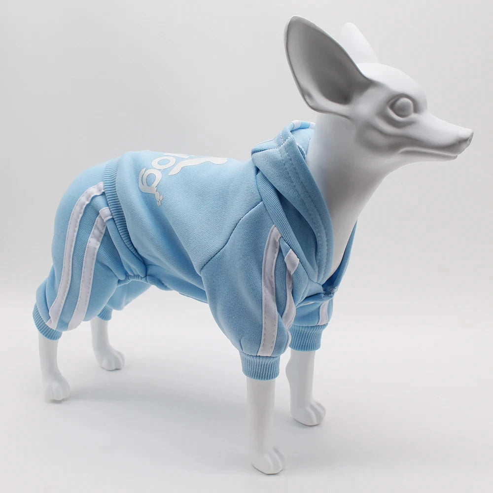 Adidog Combinaison Chien Rouge Bandes Blanches Sport