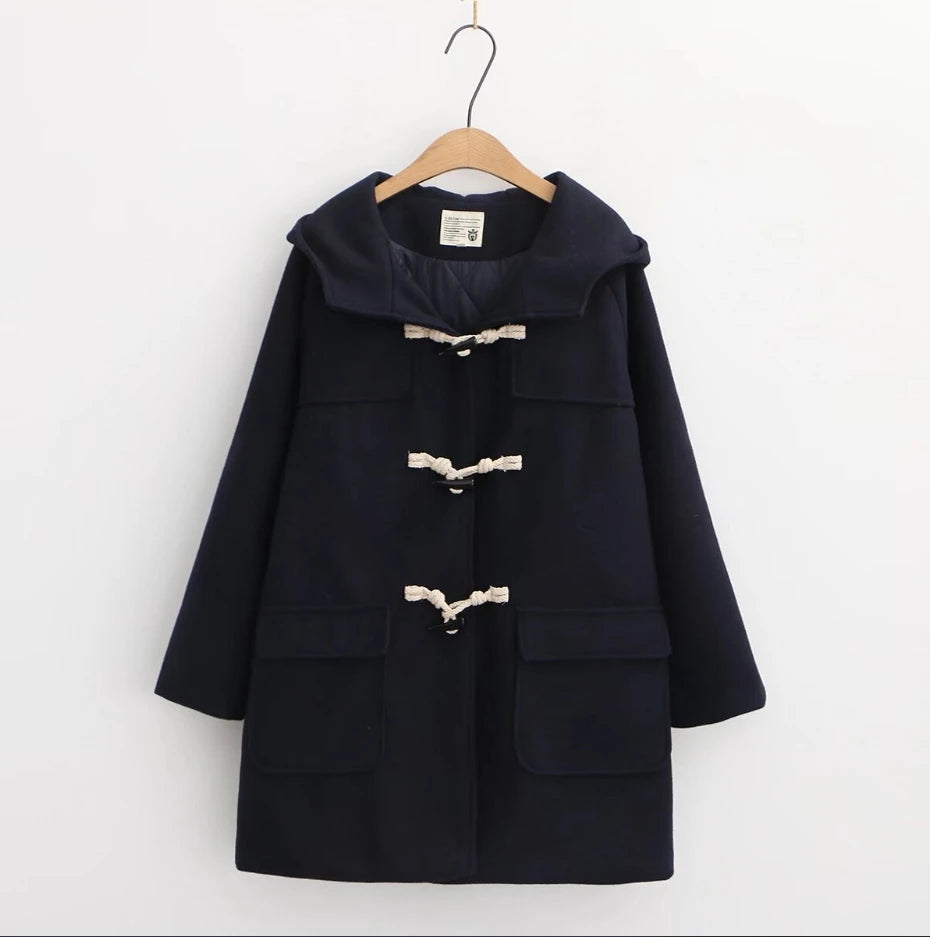 Harajuku Veste Tweed Coton Capuche Doux Pour Fille