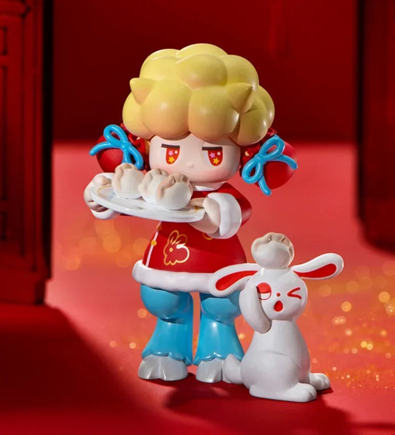 Pop Mart Kawaii PVC Figurine Brown Chinese Knot Red