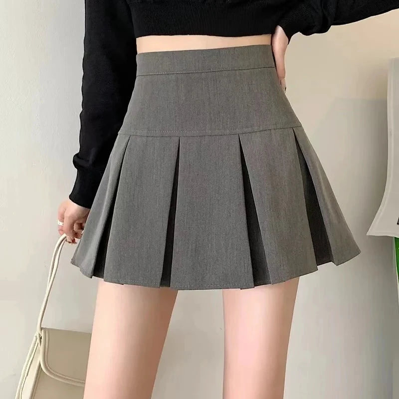 Jupe plissée mini grise LSDLBoutique, jupe femme en tissu gris