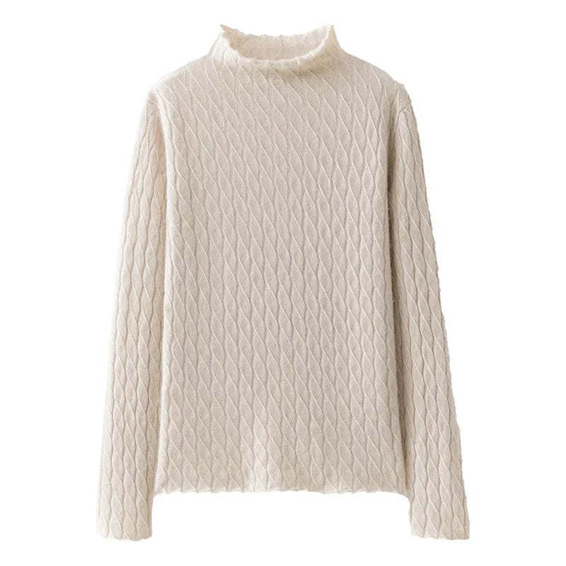 Pull Chaud Femme Cachemire Torsadé Manches Longues by LSDLBoutique.ch