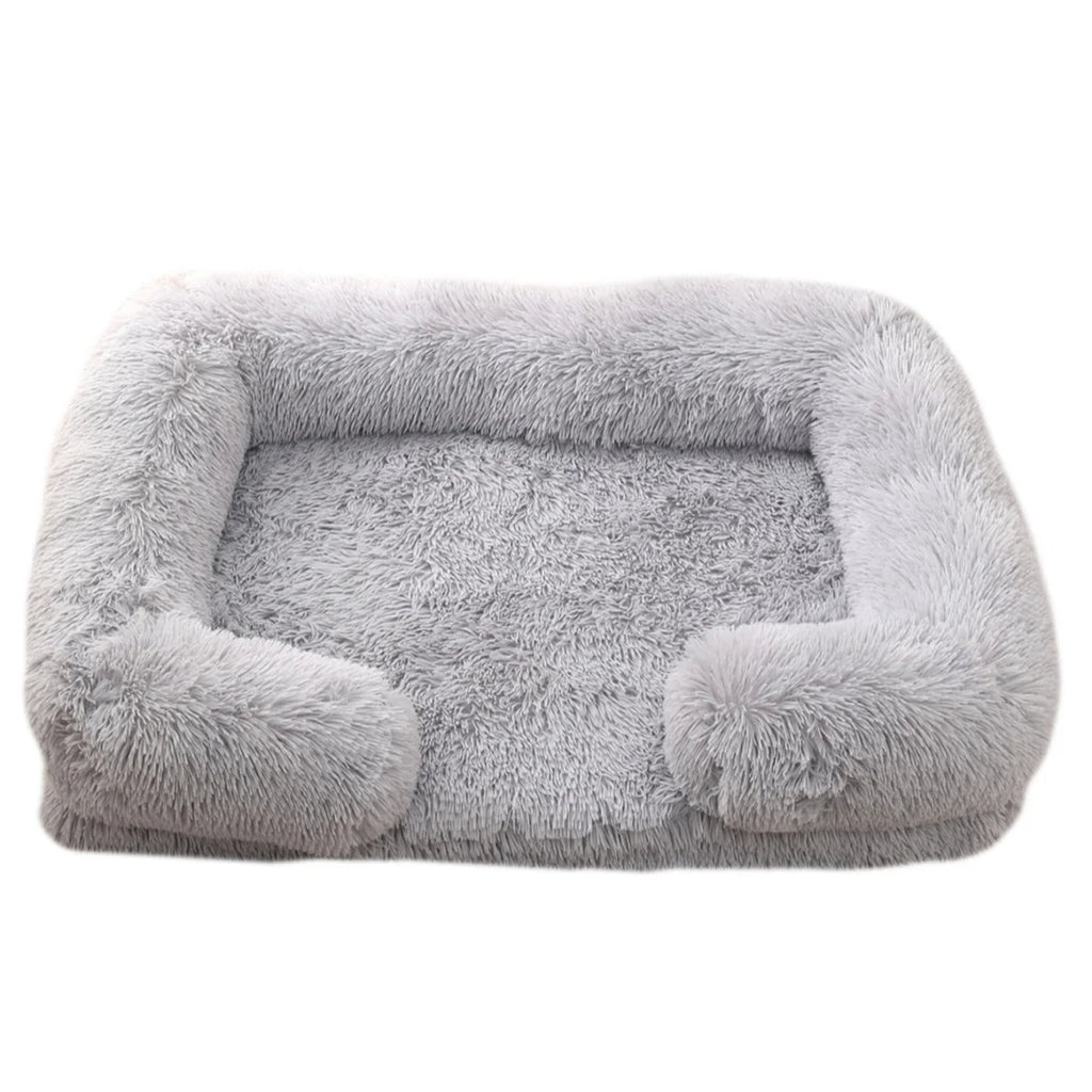 Flyffy Lit Carré Peluche Pour Animaux Gris Douillet - LSDLBoutique