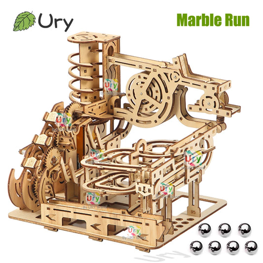 Ury – puzzle 3D en bois, dispositif de piste de catapulte électrique, ensemble de course en marbre, modèle mécanique, labyrinthe scientifique, assemblage de 7 boules, cadeau pour enfants by LSDLBoutique.ch