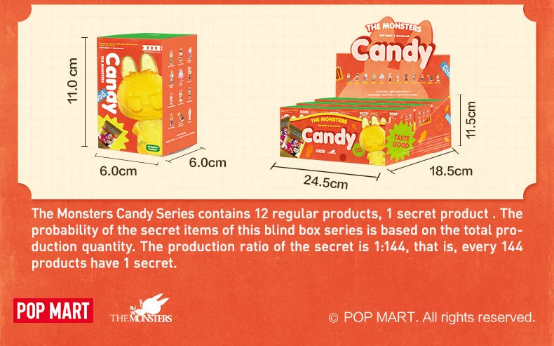 Pop Mart Labubu Candy Monsters PVC Figurine Pink Blue