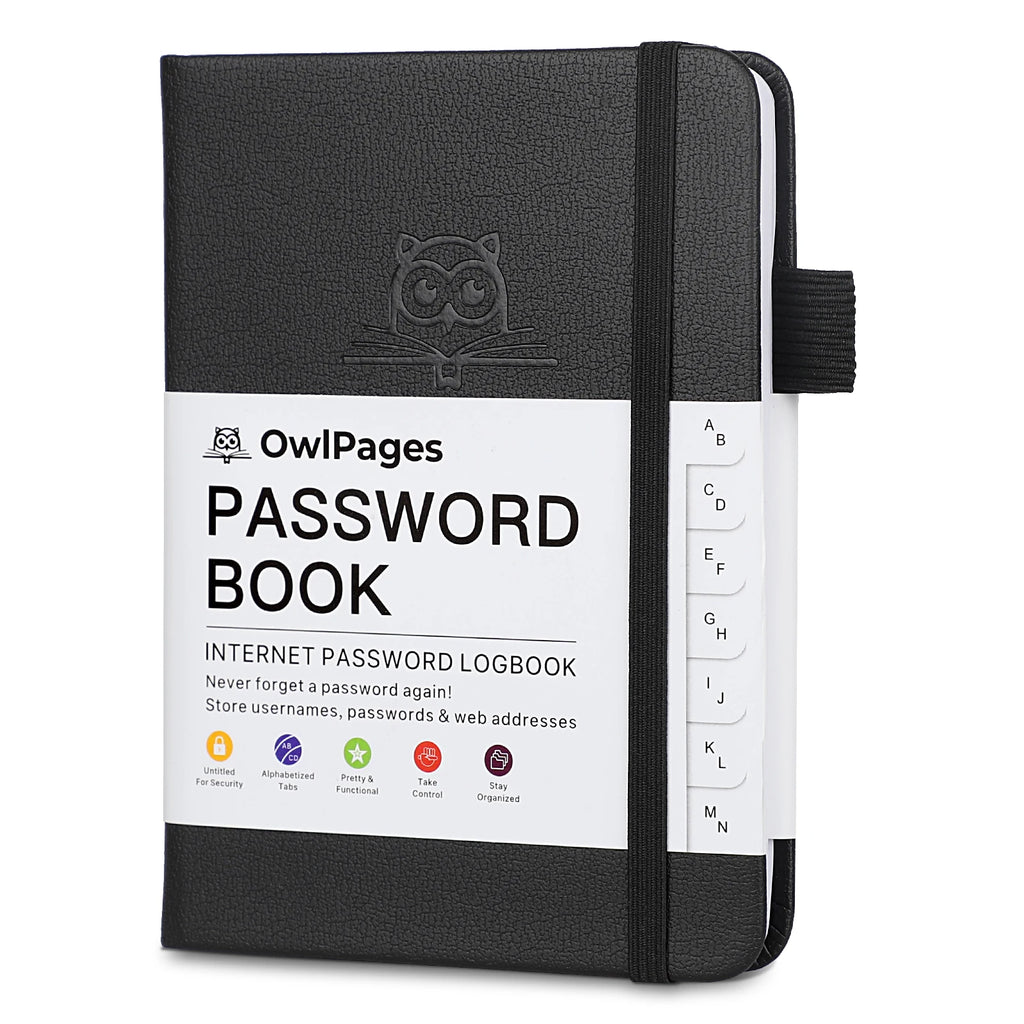 Passwortbuch mit Hardcover-Einband und alphabetischen Registern