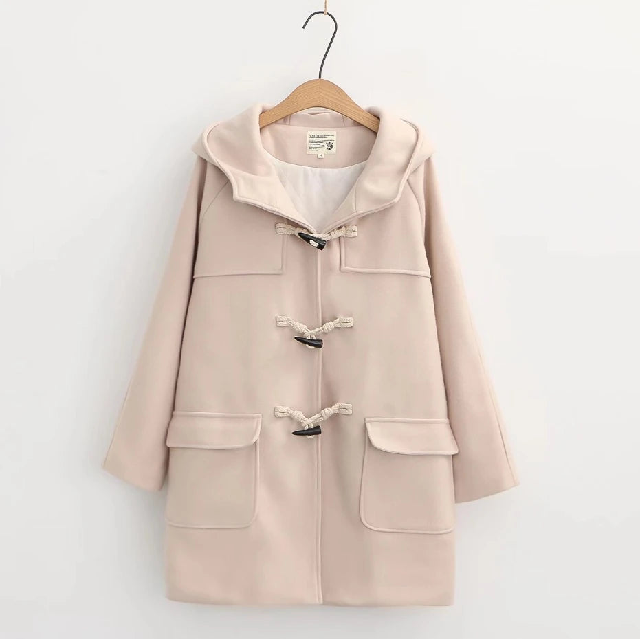 Harajuku Veste Tweed Coton Capuche Doux Pour Fille