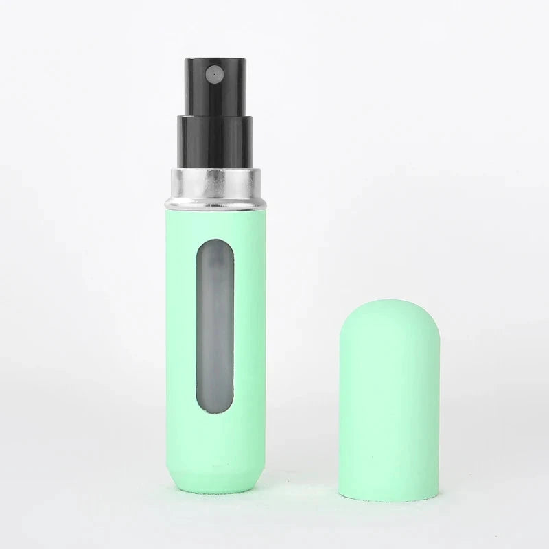 Vaporisateur de parfum rechargeable 5 ml vert menthe avec capuchon et fenêtre transparente