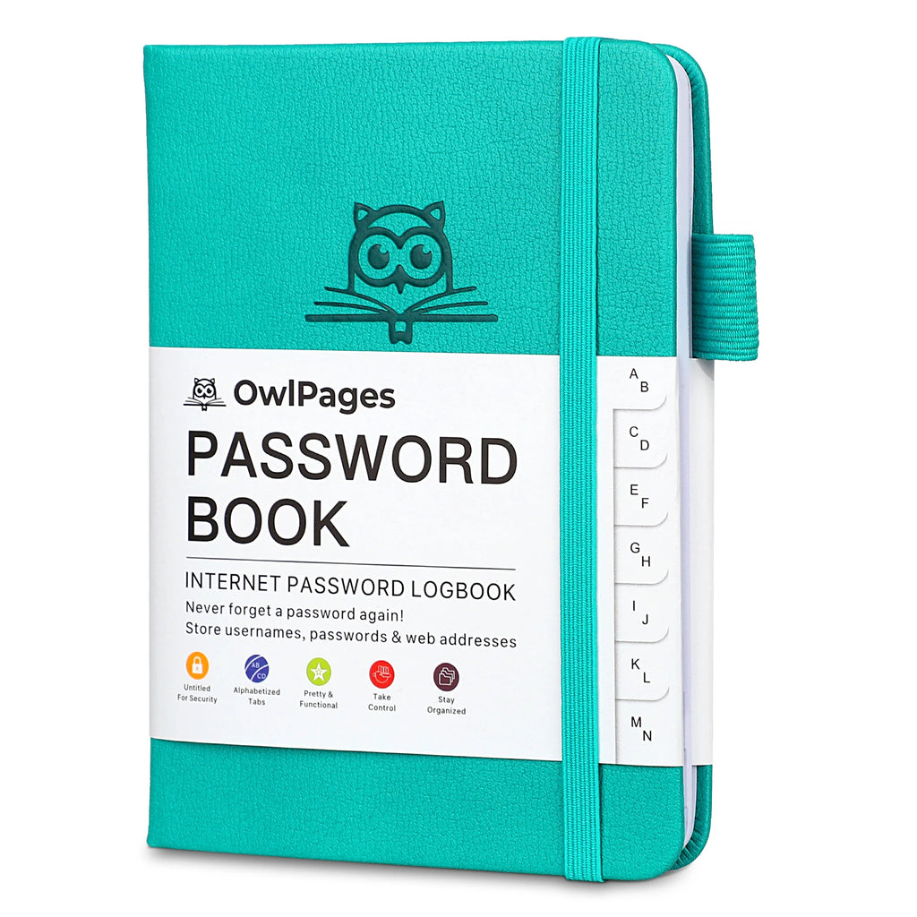 Passwortbuch mit Hardcover-Einband und alphabetischen Registern