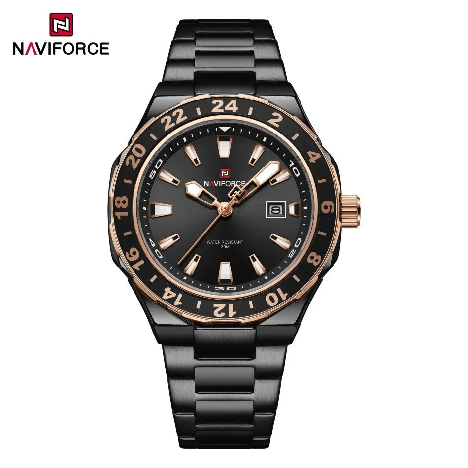 Naviforce Montre Homme Luxe Sport Quartz Horloge Calendrier Lumineux Étanche En Acier Inoxydable by LSDLBoutique.ch