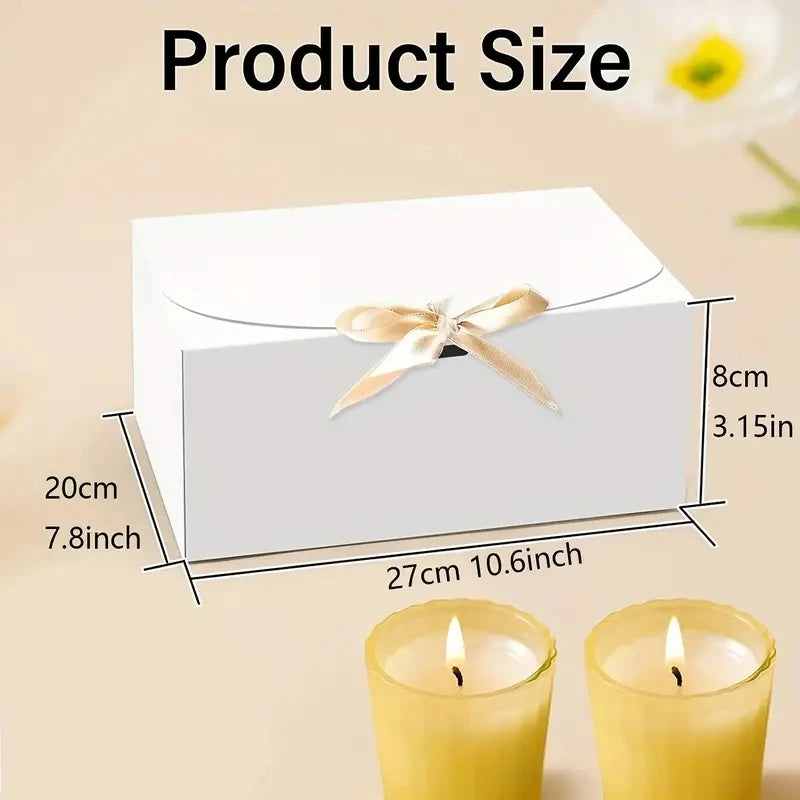 Large White Cardboard Box with Bow, Set of 3 Pieces