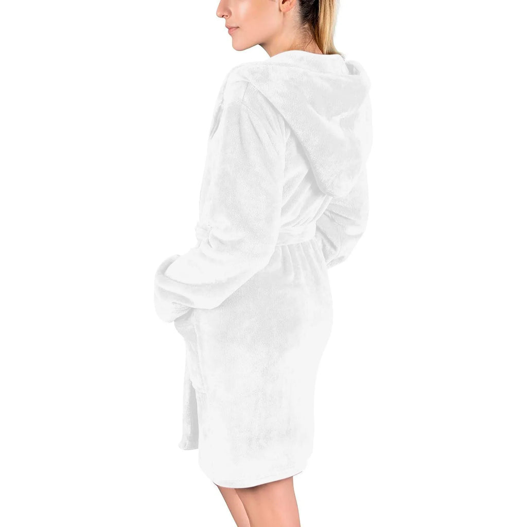 Peignoir à Capuche en Coton et Velours Côtelé Bordeaux