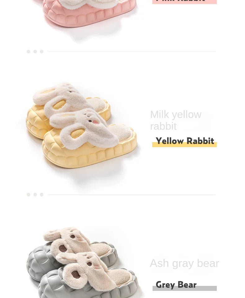 Mo Dou Pantoufles Imperméables en Peluche Unisexe Hiver