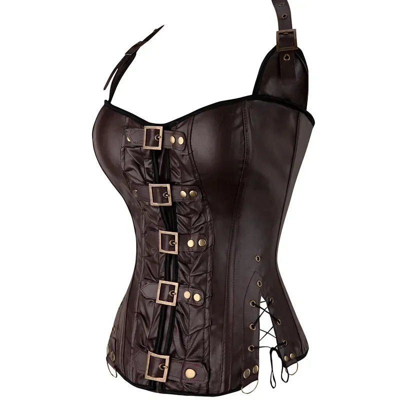 Corselet simili cuir dos-nu steampunk – Style gothique punk