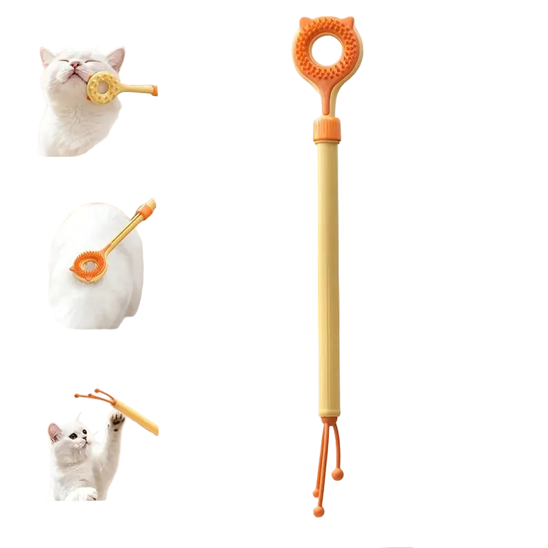 Grattoir rétractable et masseur double face pour chat – 2 en 1