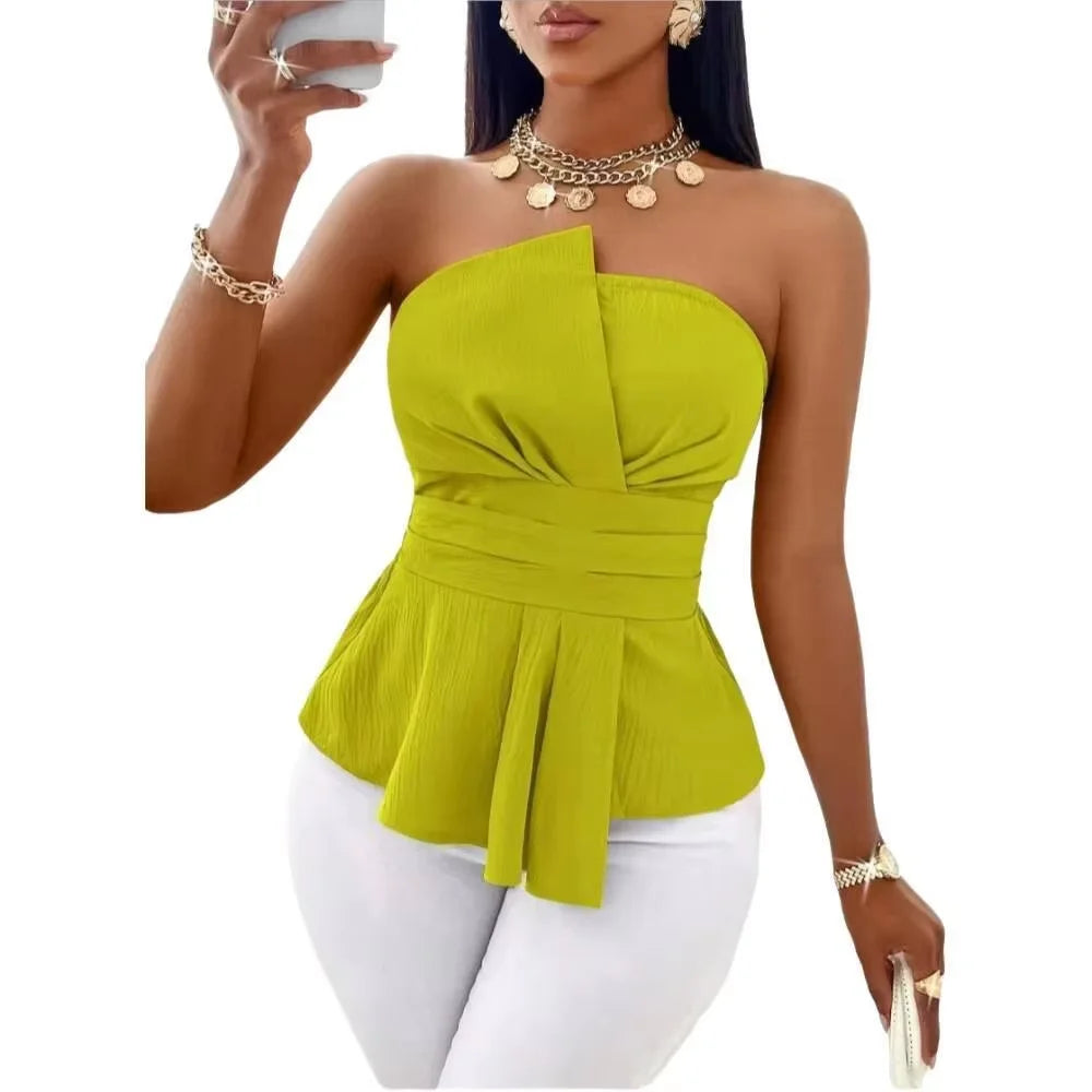 Top bustier peplum à ceinture