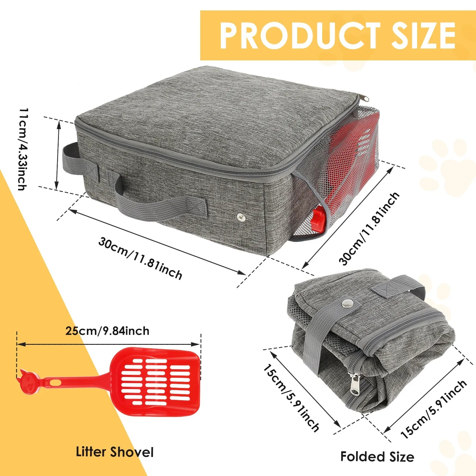 Portable Cat Litter Box Foldable Cat Travel Litter Box with Litter Scoop Square/Rectangle Waterproof Leakproof Pet Toilet Tray
