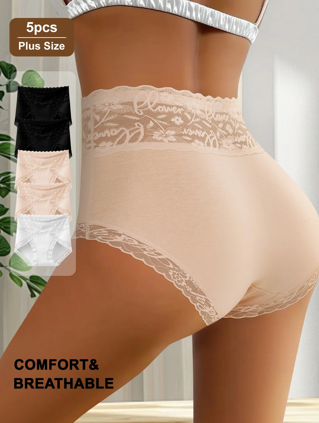 Culottes Mi-Hauteur Blanc Dentelle Florale Patchwork Coton