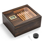 Elegant Wooden Cigar Humidor – Transparent Lid, Ideal for Cigar Storage & Aging, Perfect for Collectors