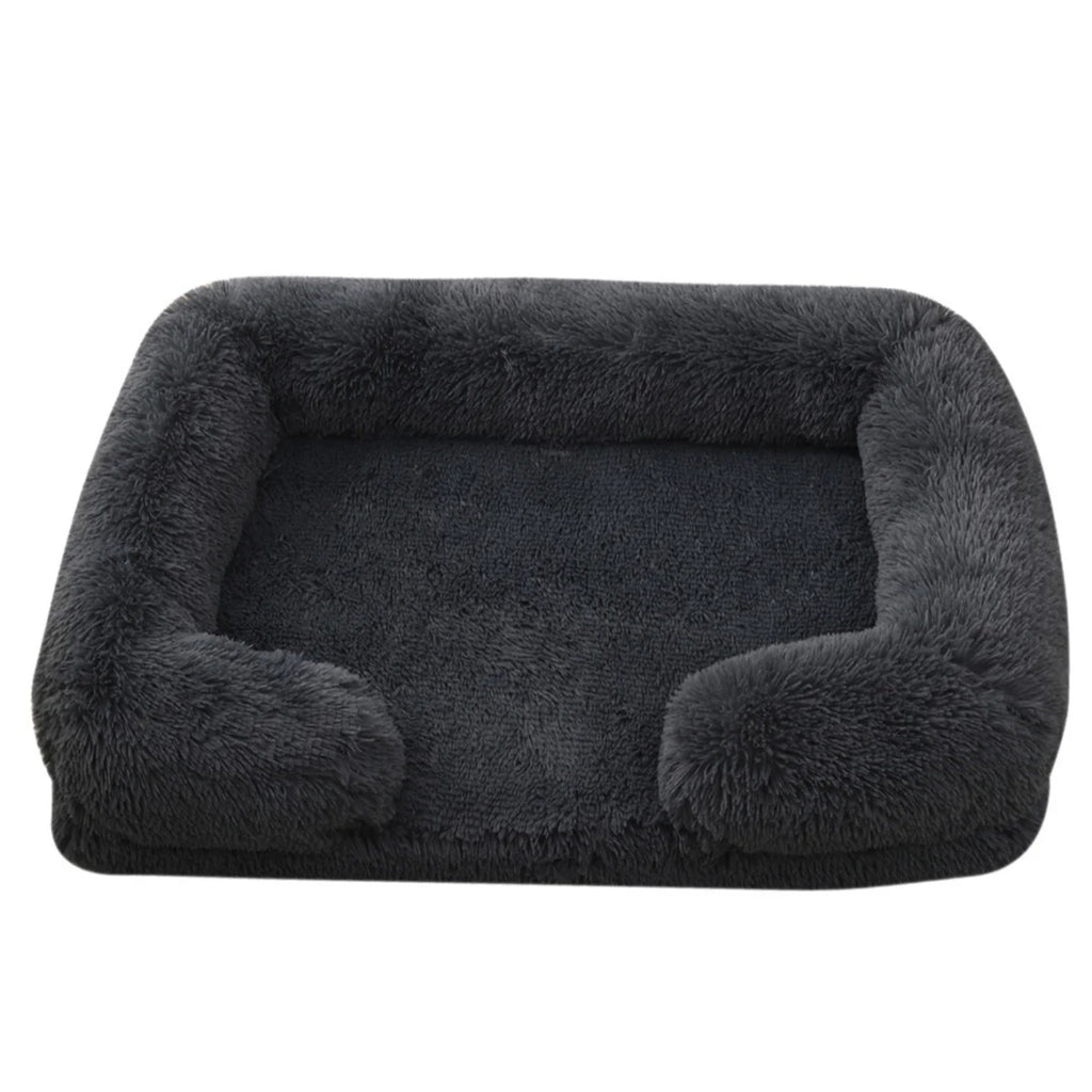 Flyffy Lit Carré Peluche Pour Animaux Gris Douillet - LSDLBoutique