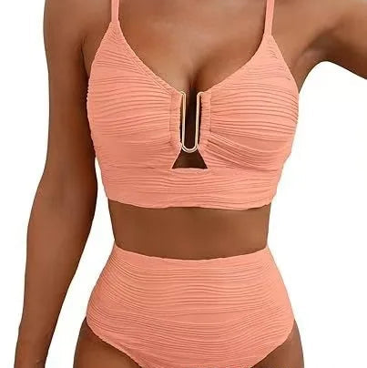 Maillot de bain deux pièces taille haute triangle – Pure Color