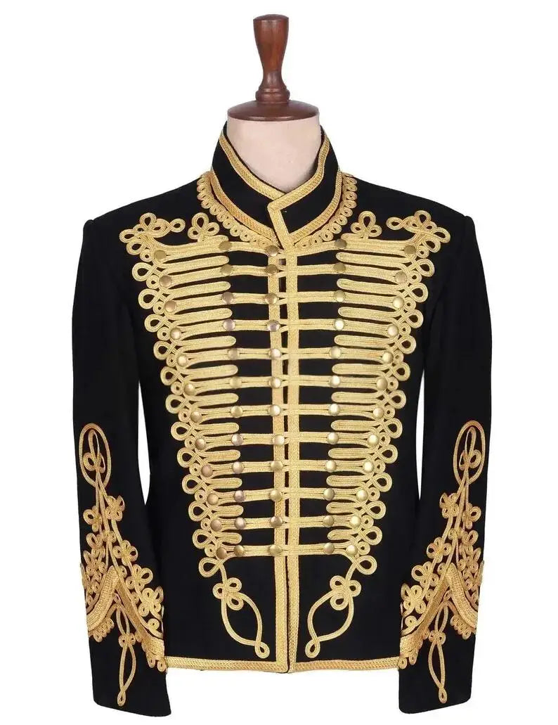 Veste Hussard Tressée Noire Doré Napoléonienne Sur Mesure
