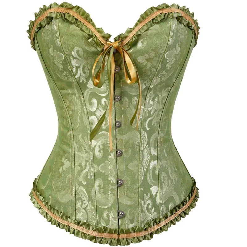 Corselet jacquard floral victorien – Fermeture busc devant