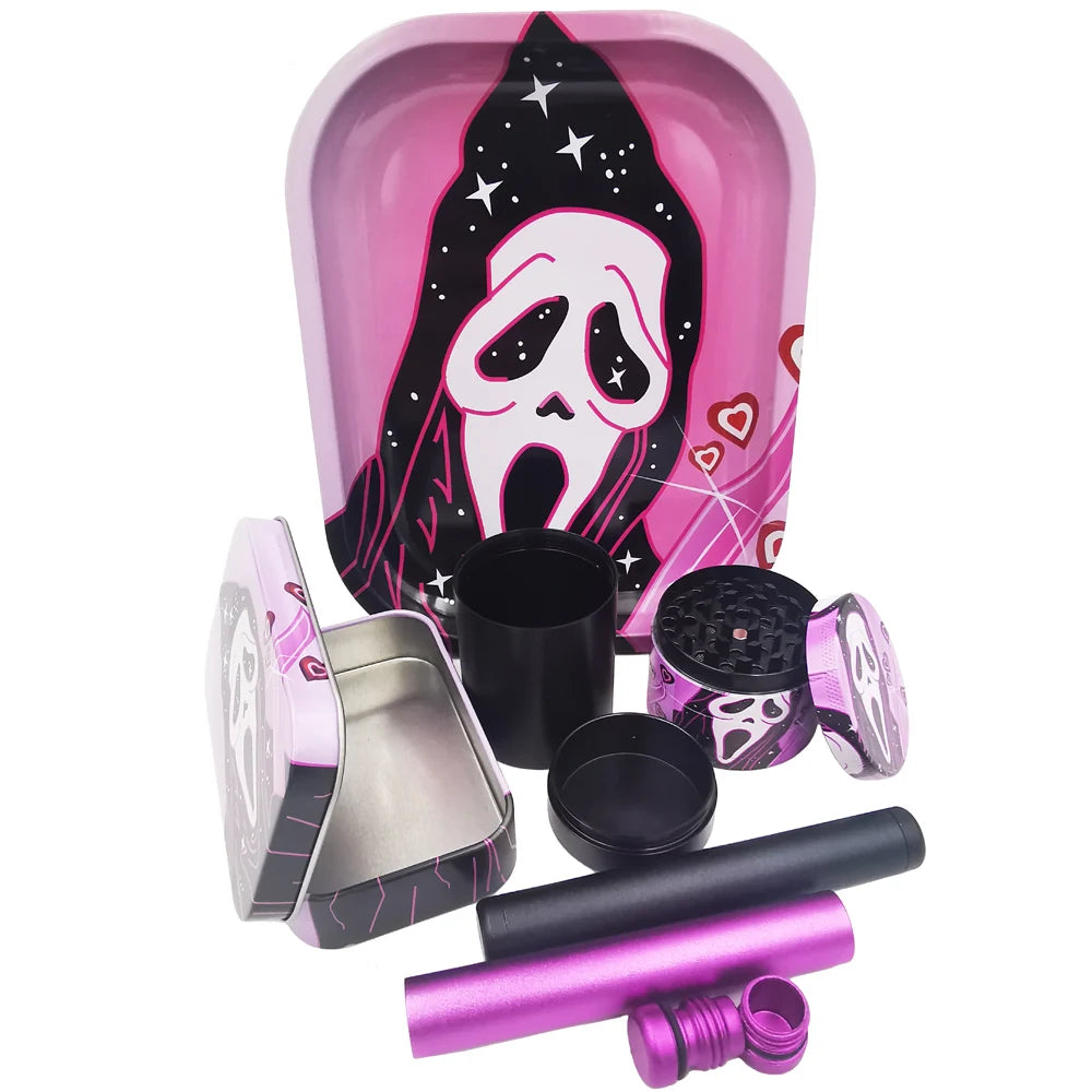 Ghost 50mm Metall-Rauchmühlen-Set mit 18x14cm Tablett