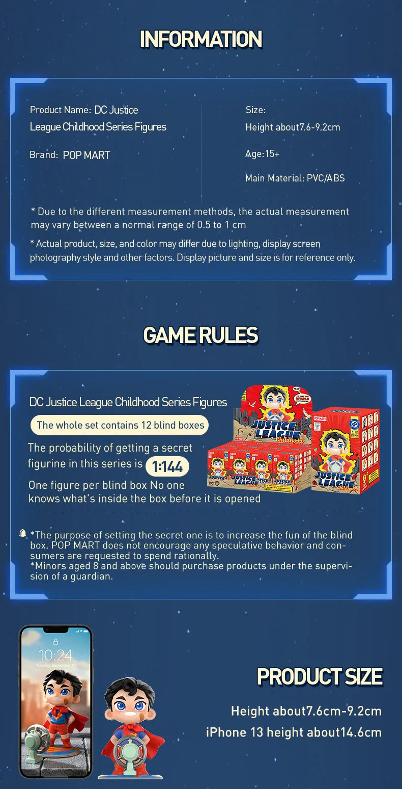 Pop Mart Figurine DC Justice League Enfance PVC Multicolore