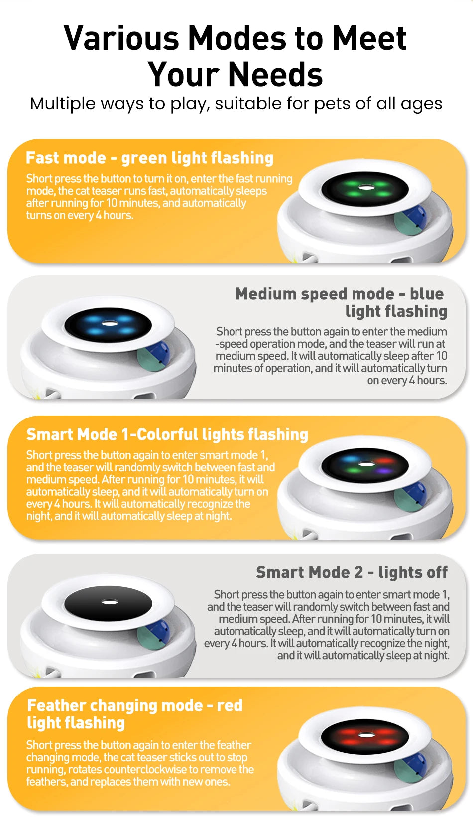ROJECO Jouet 2 En 1 Chat Teaser Électronique Plastique
