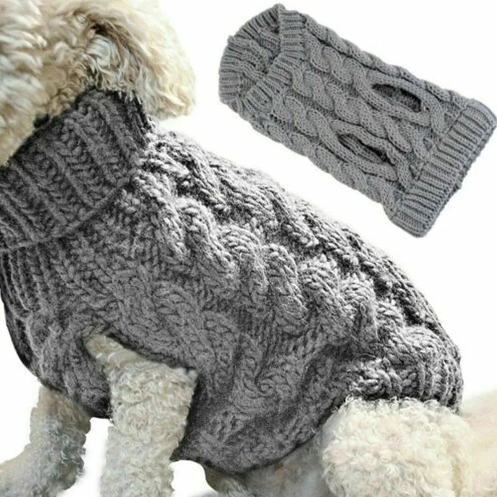 Pull Pour Chien Tricot Torsadé Automne Hiver Chaud Doux