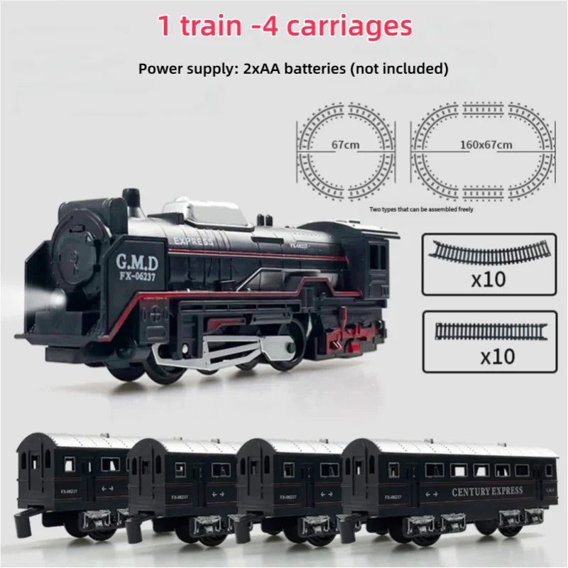 Ensemble de Train électrique avec lumières, modèle de Train de Locomotive avec entraîneur de passagers/voiture de chargement et pistes, cadeaux d'anniversaire et de noël pour enfants by LSDLBoutique.ch