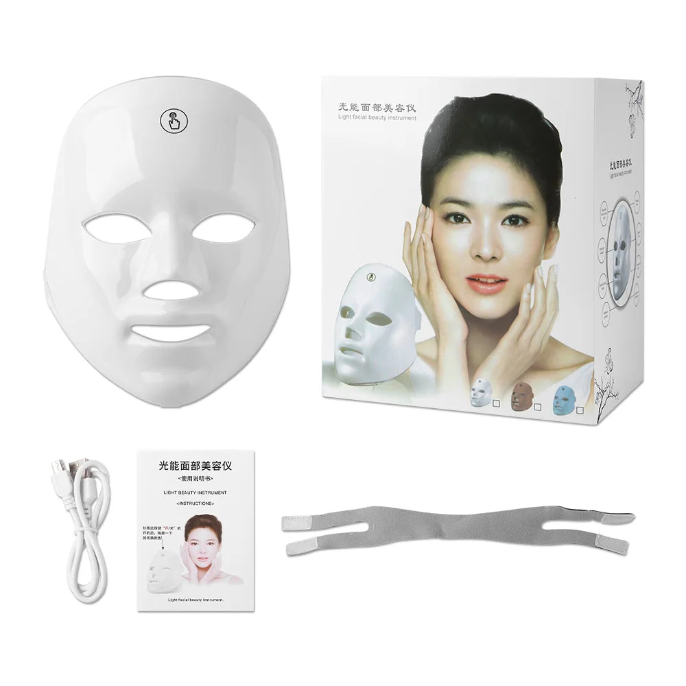 Masque LED visage 7 couleurs – Soin et rajeunissement