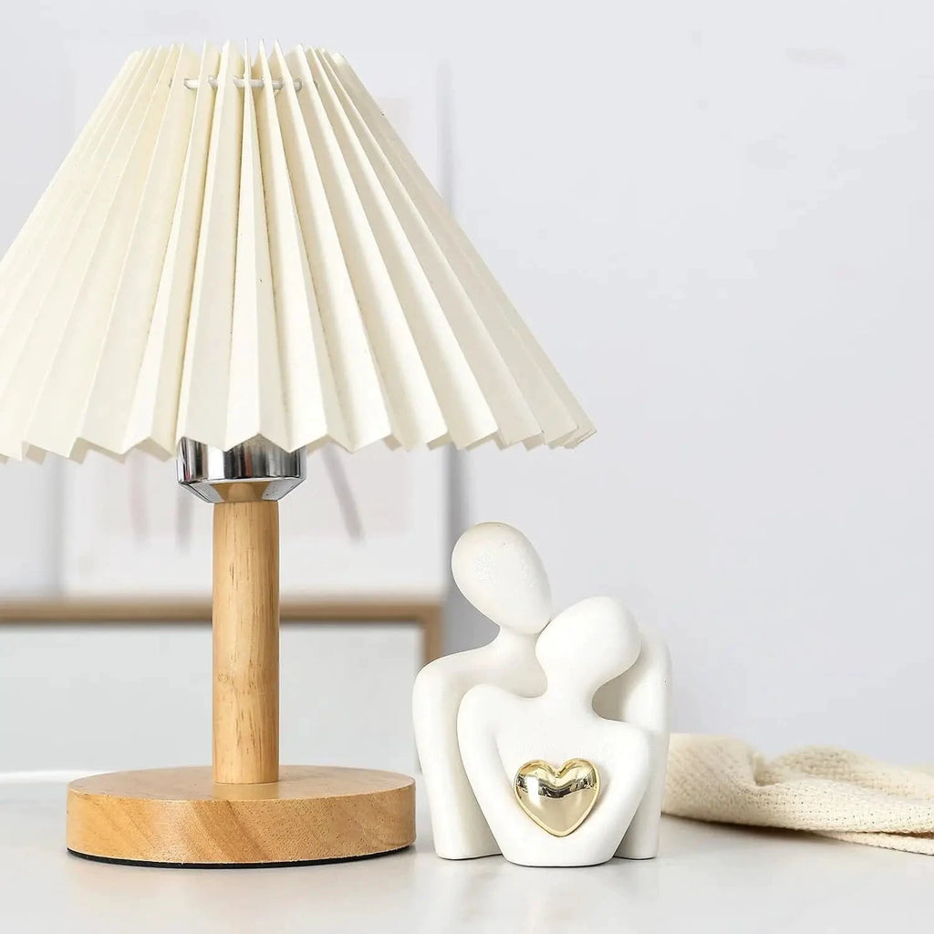 Figurine Cœur Plaqué Or en Céramique Noir et Blanc