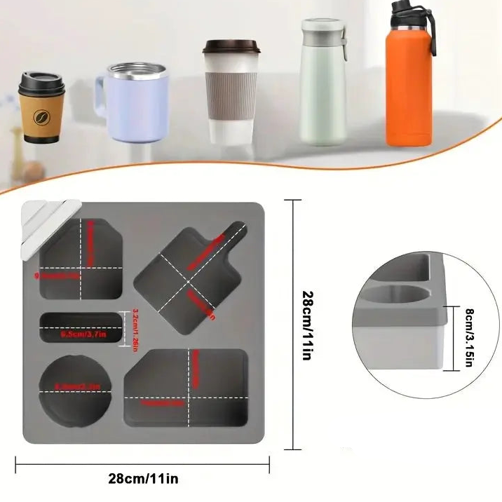 Plateau de canapé en silicone – Porte-gobelet et support téléphone