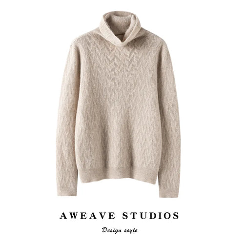 Pull Tricoté Femme Cachemire Col Montant Manches Longues by LSDLBoutique.ch