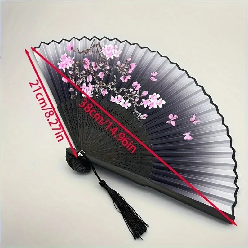 Papierfächer mit Kirschblütenmotiv – Vintage Floral Cherry Blossom Fan