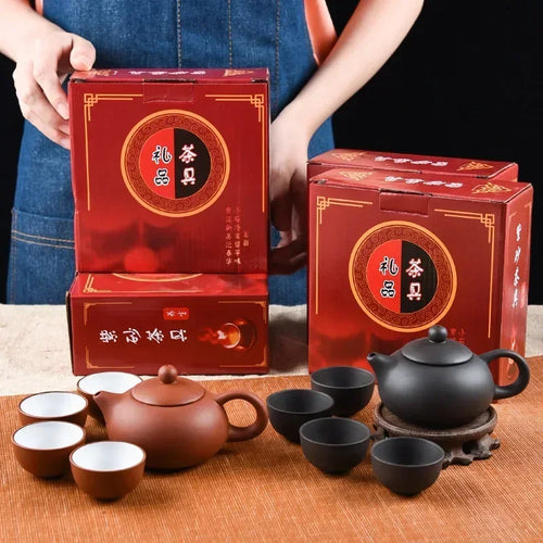 Kung-Fu-Teeservice aus Keramik – 1 Teekanne und 4 Tassen