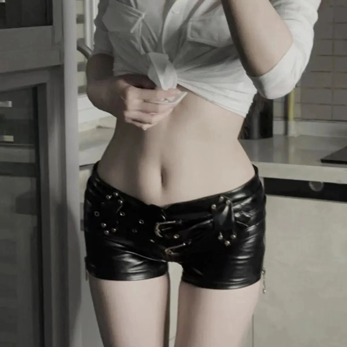 Shorts Cuir Taille Basse