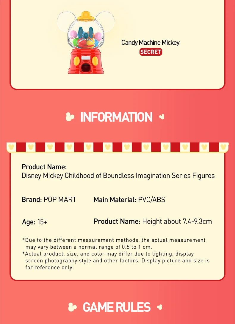 POP MART Figurine Mickey Disney PVC Kawaii Multicolore