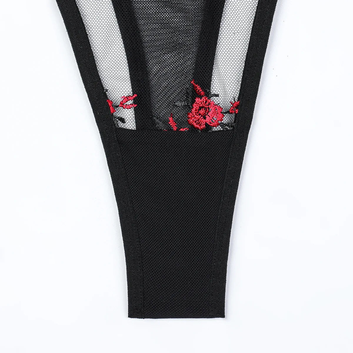 Diccvicc Ensemble Lingerie Corset Bandage Dentelle Florale Noir Rouge