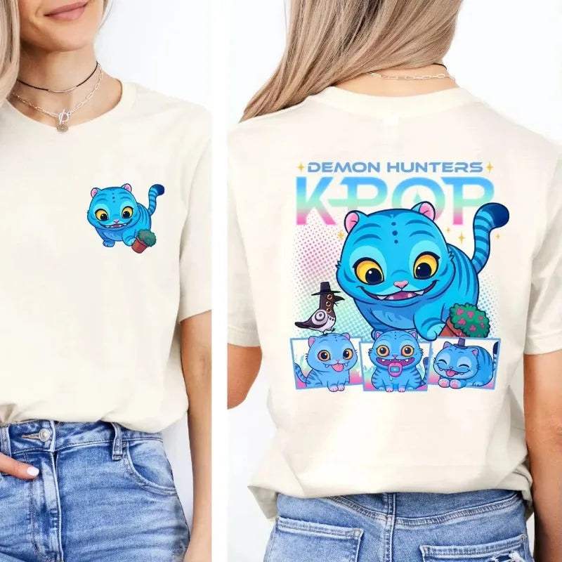2025 KPop Demon Hunters T-shirt graphique noir mignon Demon Hunters T-shirt avec haut léger à col rond d'été pour les fans de K-Pop by LSDLBoutique.ch