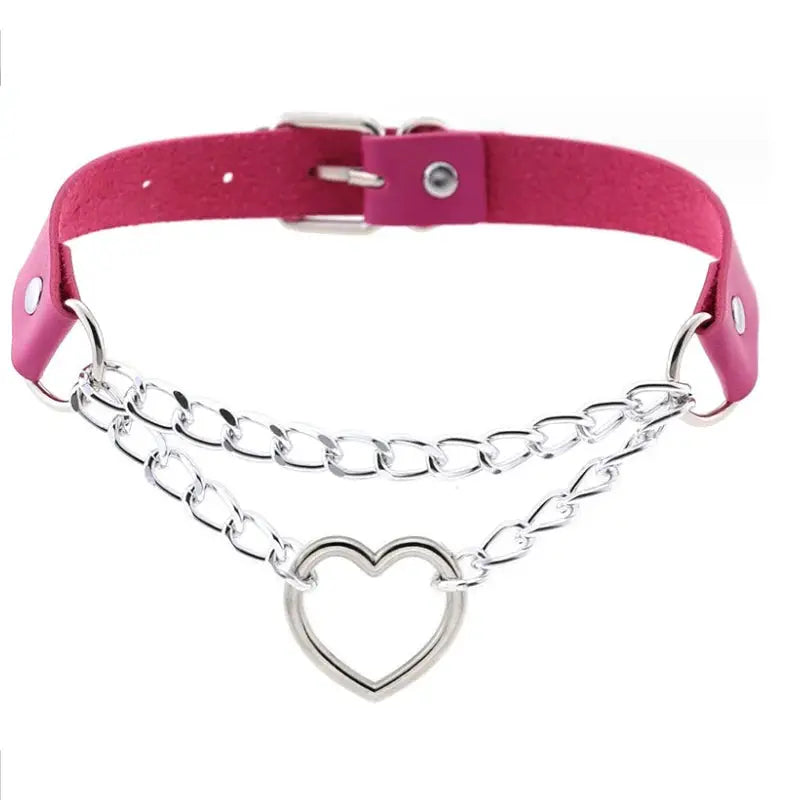 Collier ras du cou style gothique punk en cuir synthétique