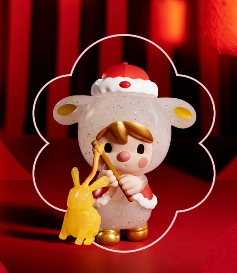 Pop Mart Kawaii PVC Figurine Brown Chinese Knot Red