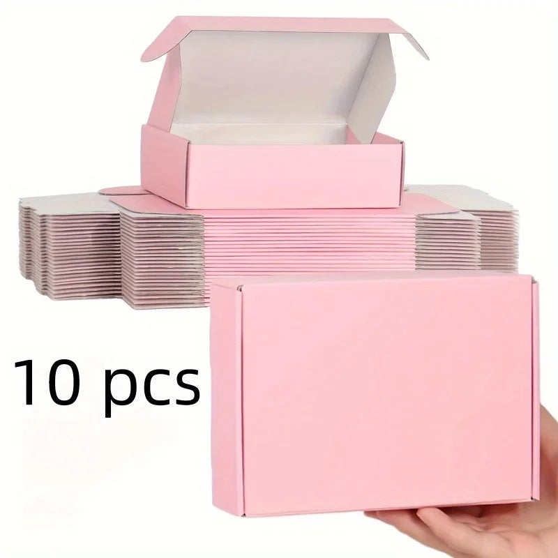 Pink Corrugated Cardboard Shipping Boxes, 10 Pieces