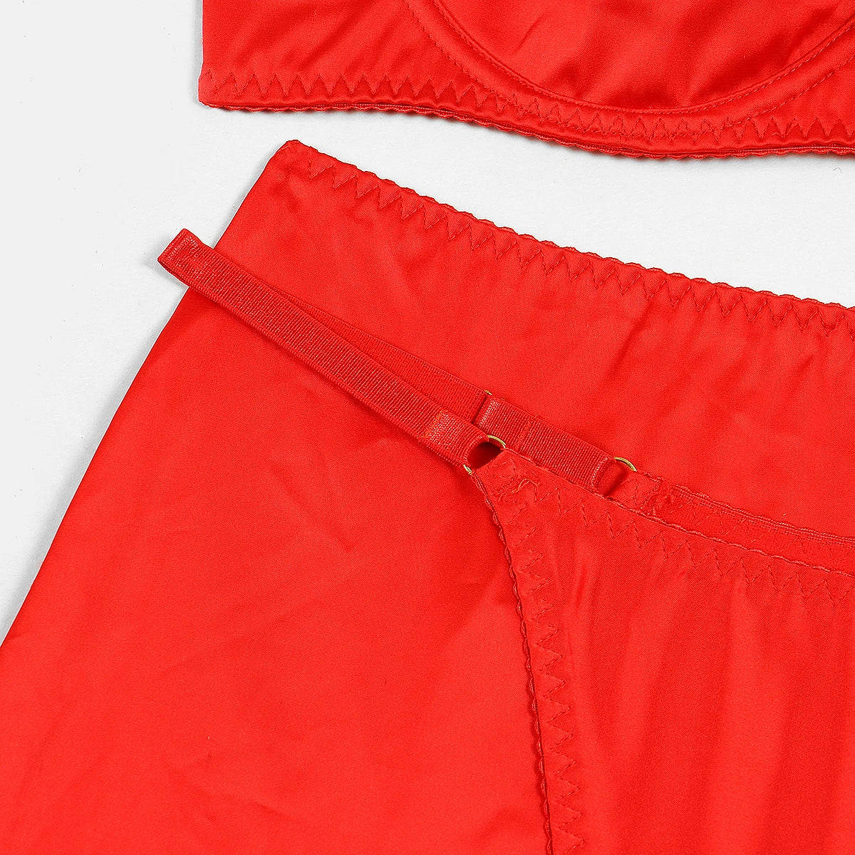 Ellolace Red Lace Push-Up Criss-Cross Bra Lingerie Set