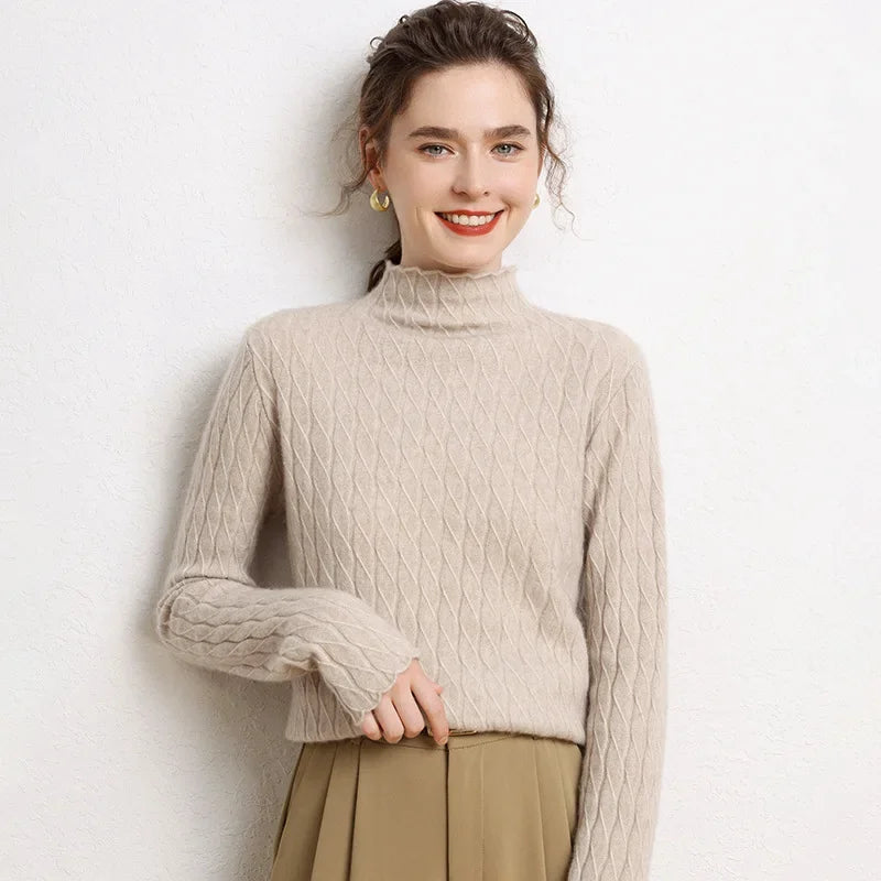 Pull Chaud Femme Cachemire Torsadé Manches Longues by LSDLBoutique.ch