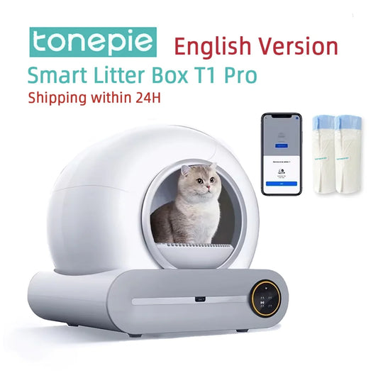 Maison de toilette autonettoyante pour chat – 65L, connectée et fermée